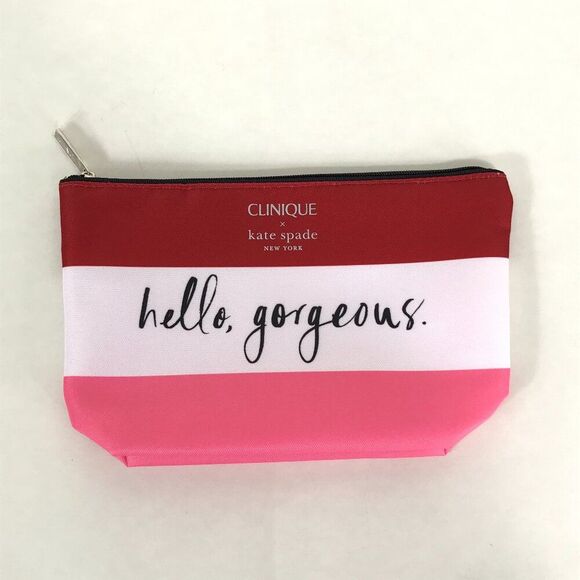 NWOT Clinique x Kate Spade New York "Hello Gorgeous" Small Makeup / Cosmetic Bag - Picture 1 of 8